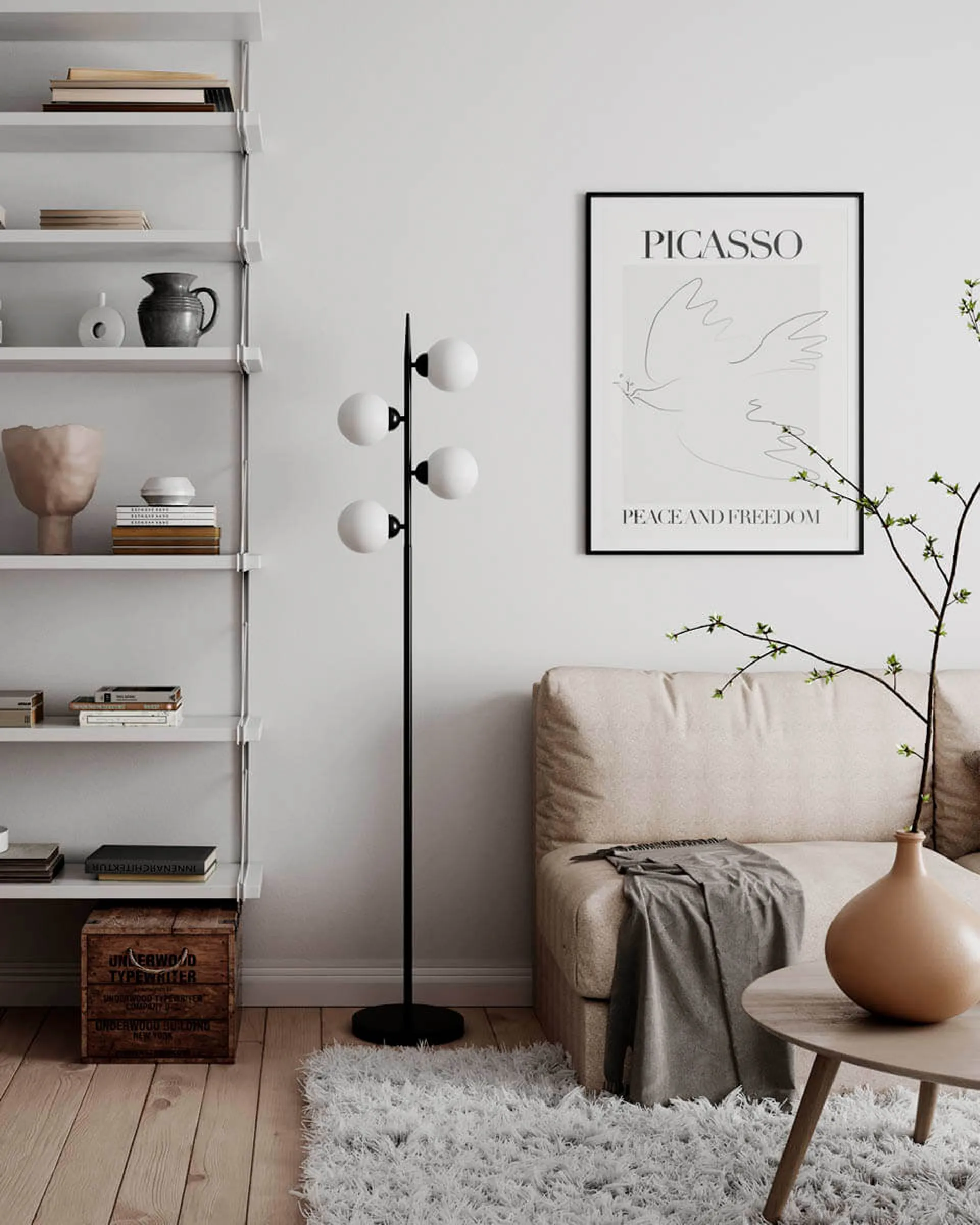 Lámpara de pie Punto 160 cm, Negro mate By Rydéns