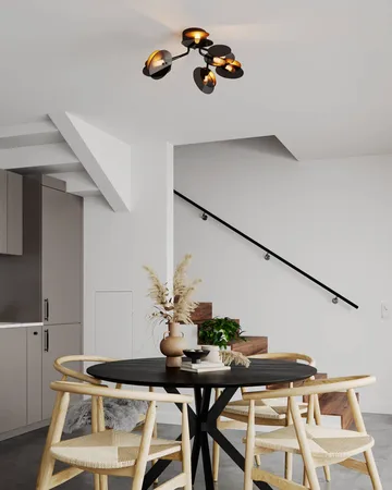 Plafón Turno Ø66 cm - Negro mate-dorado - By Rydéns