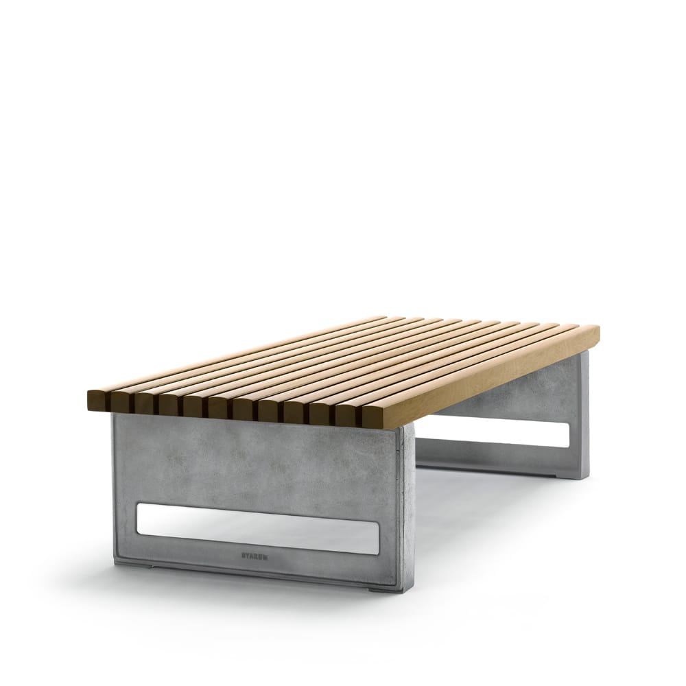 Banco Block, Roble aceitado, ancho, soporte de aluminio en bruto Byarums bruk