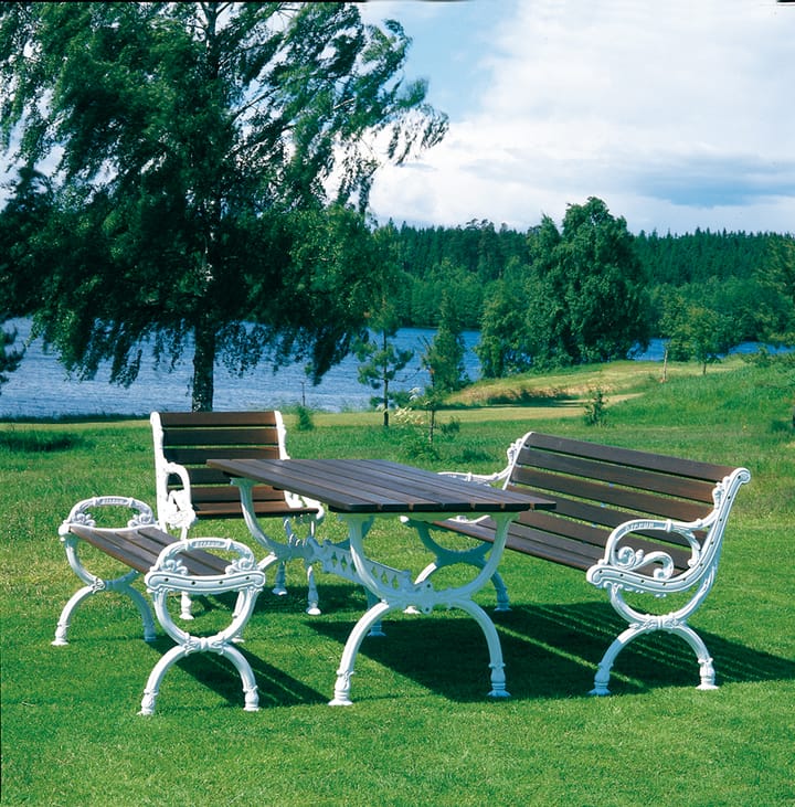 Mesa Byarum 142x72 cm, Pino barniz marrón, estructura de aluminio en bruto Byarums bruk