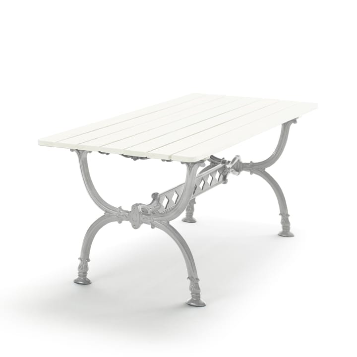 Mesa Byarum 142x72 cm - Pino lacado blanco, soporte de aluminio en bruto - Byarums bruk