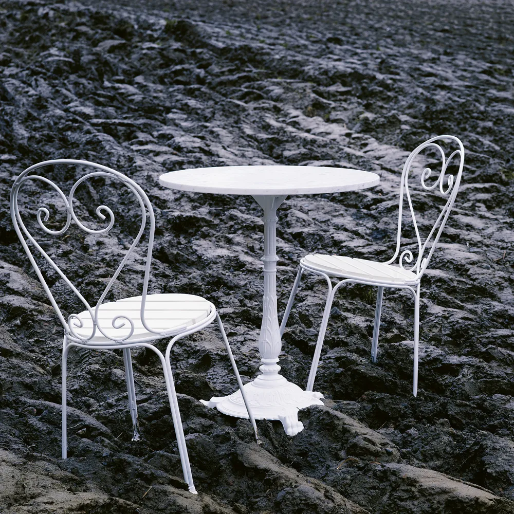 Mesa de café Classic, Mármol blanco, soporte blanco Byarums bruk