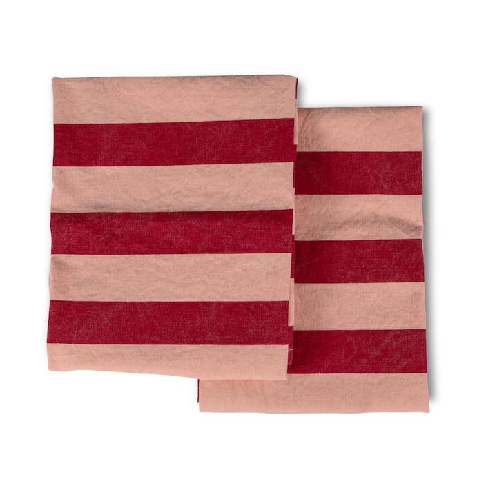 2 Paños de cocina Leya stripe 50x70 cm - Rojo-rosa - Byon