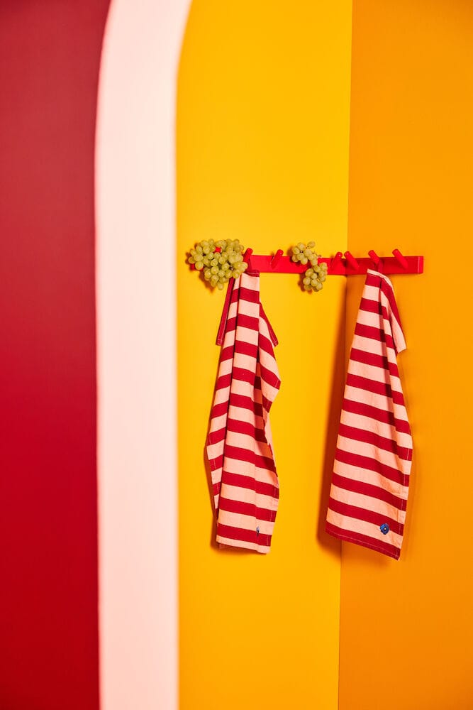 2 Paños de cocina Leya stripe 50x70 cm, Rojo-rosa Byon