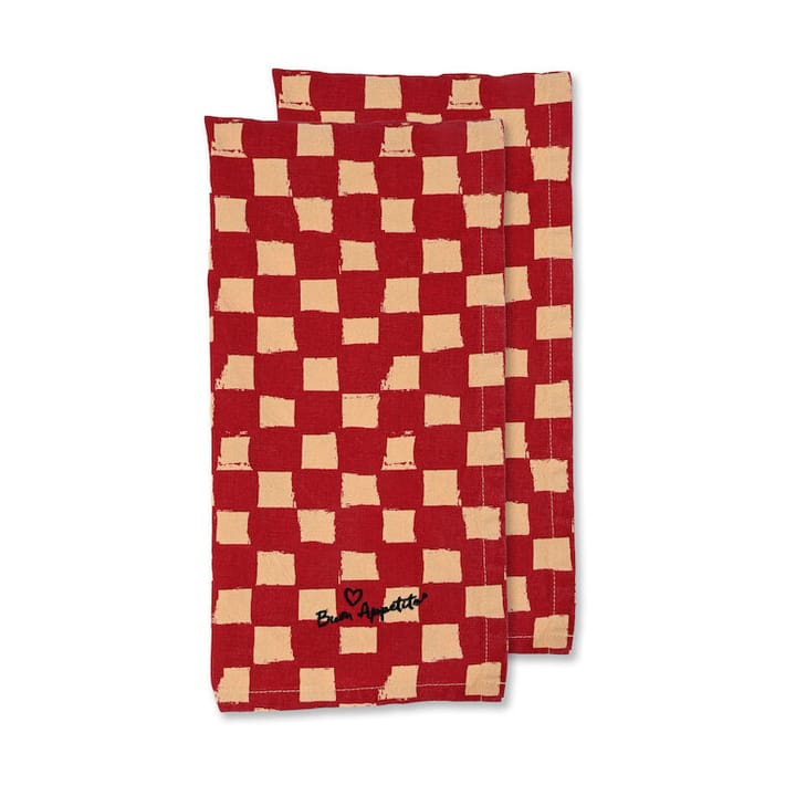 2 Paños de cocina Love 50x70 cm, Rojo-arena Byon