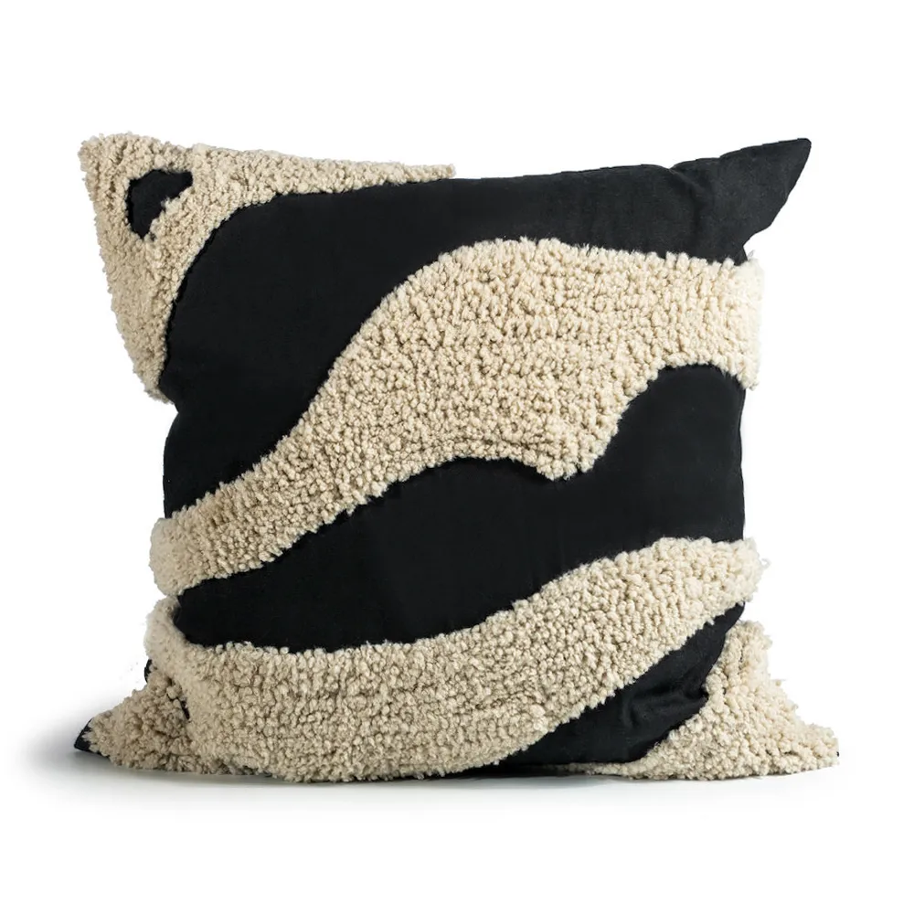 Cojín Fluffy 50x50 cm, Black-beige, 50x50 cm Byon