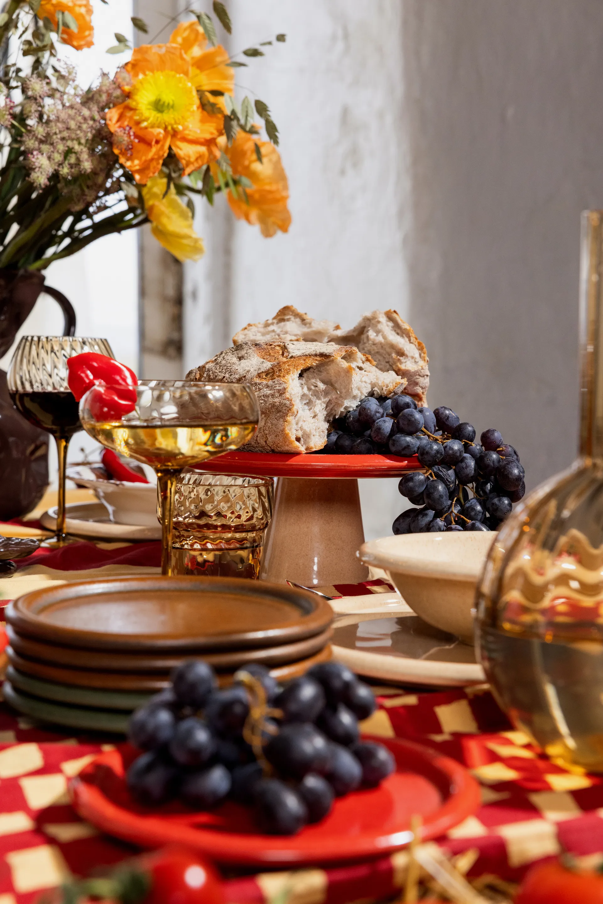 Fuente para tarta Porto Ø26x11 cm, Rojo-beige Byon