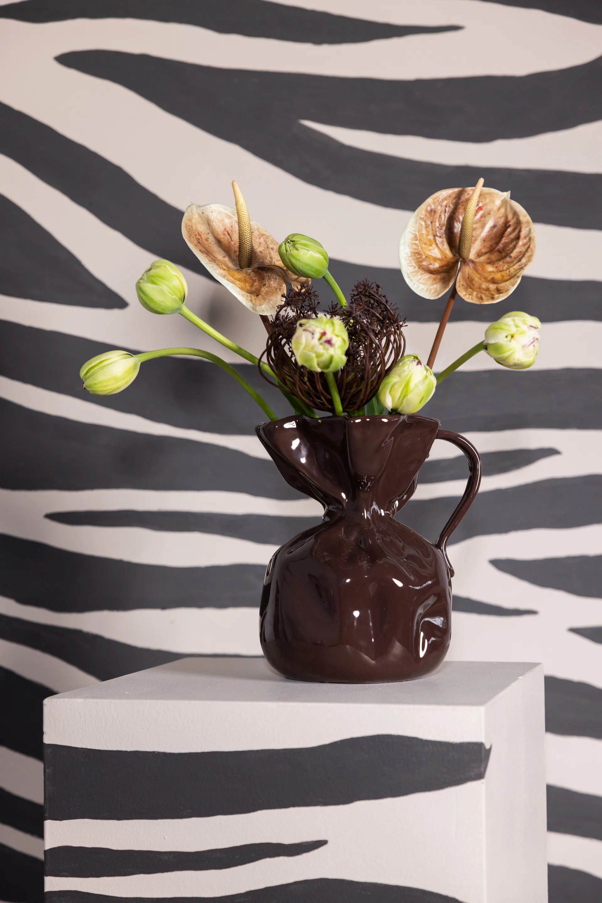 Jarrón Crumple, Marrón Byon