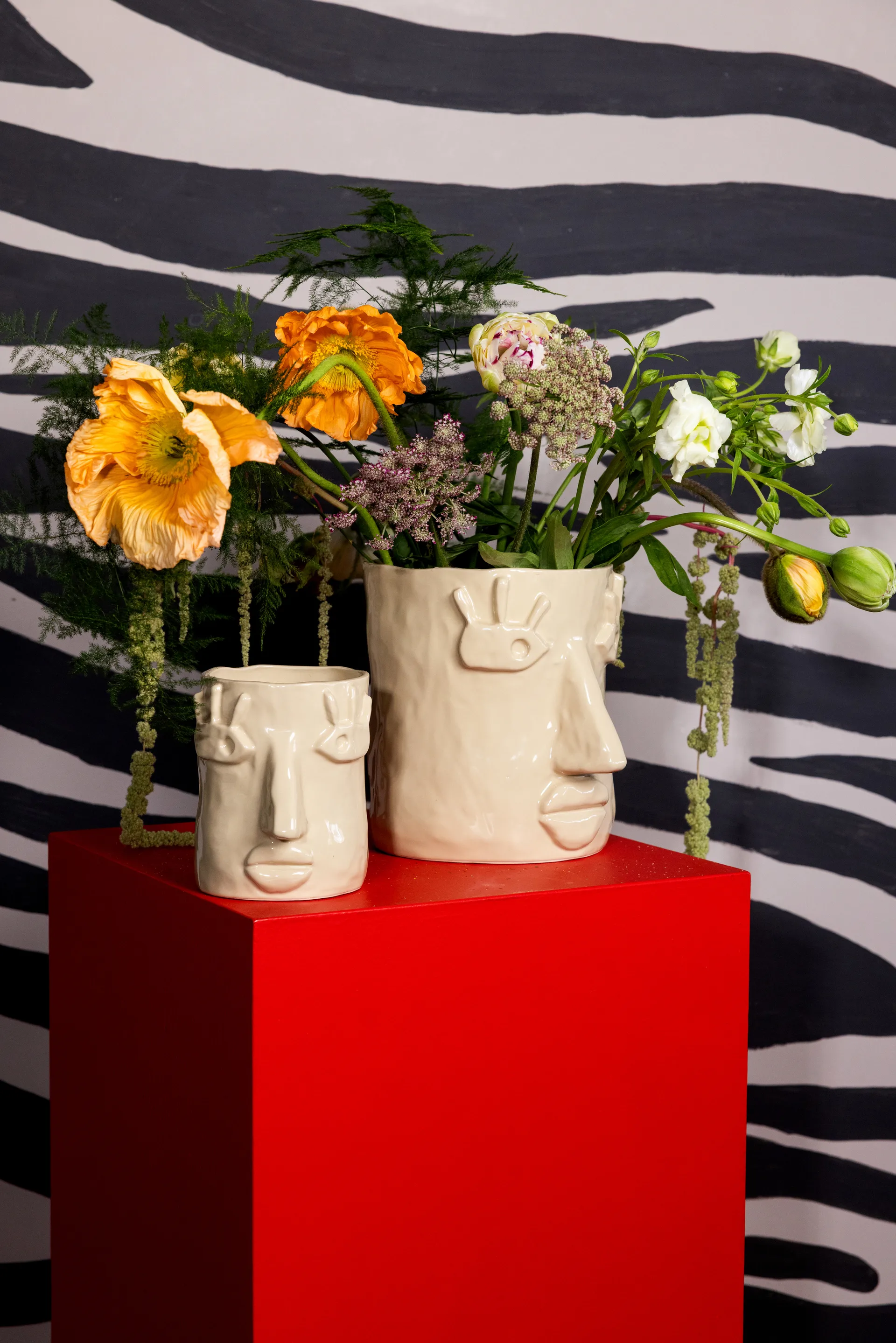 Maceta Facy L 24x19x22 cm, Beige Byon