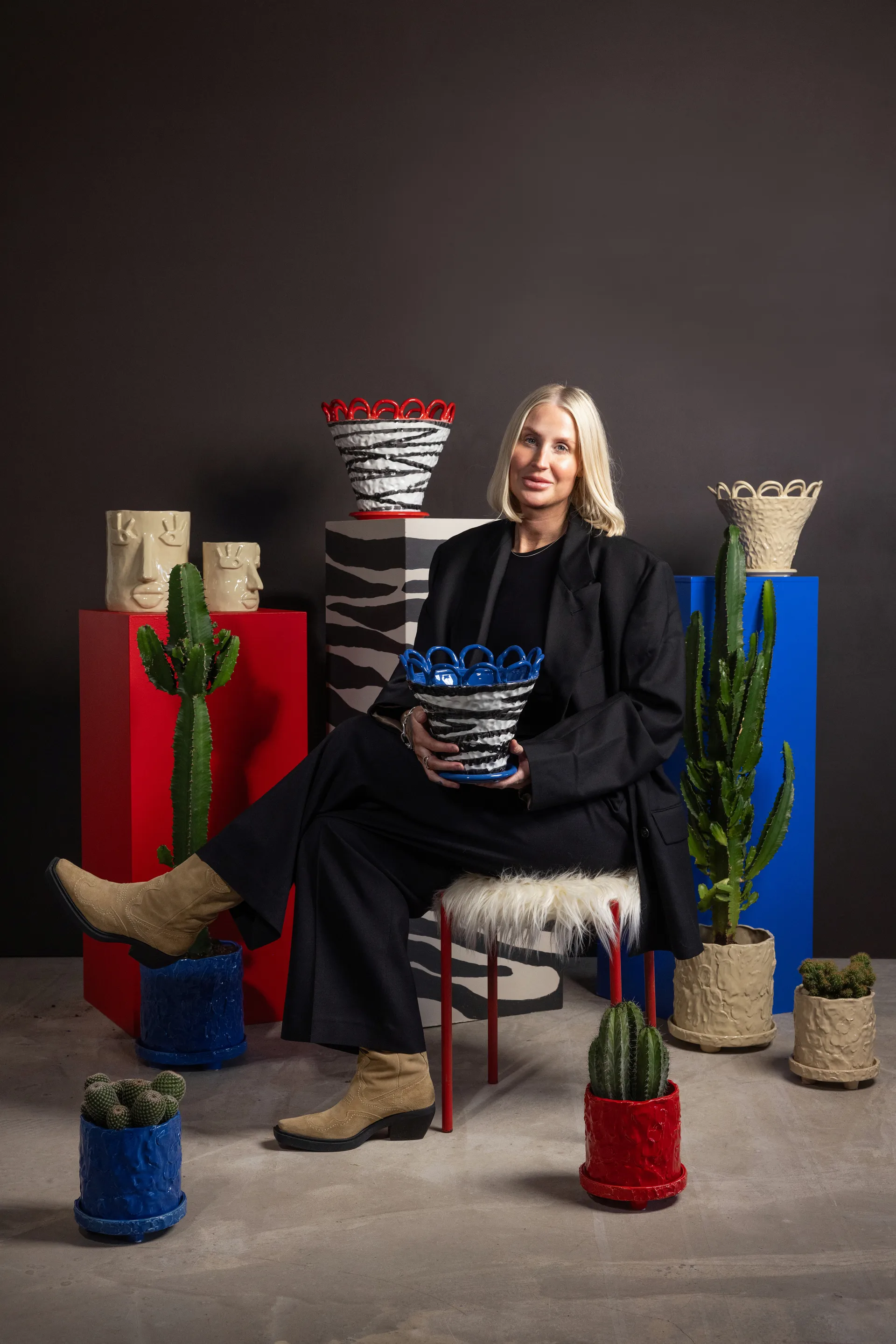 Maceta Muddy S Ø17,5 cm, Azul Byon