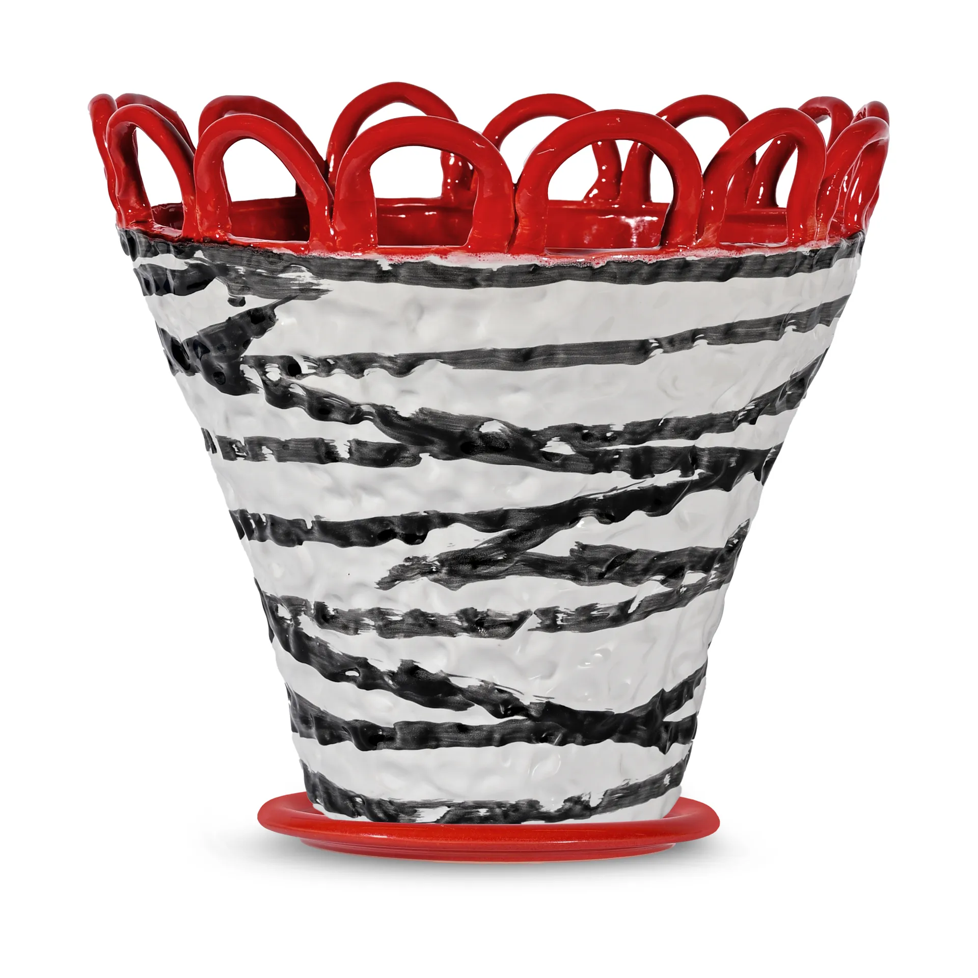 Maceta Patty L Ø30 cm, Zebra-rojo Byon