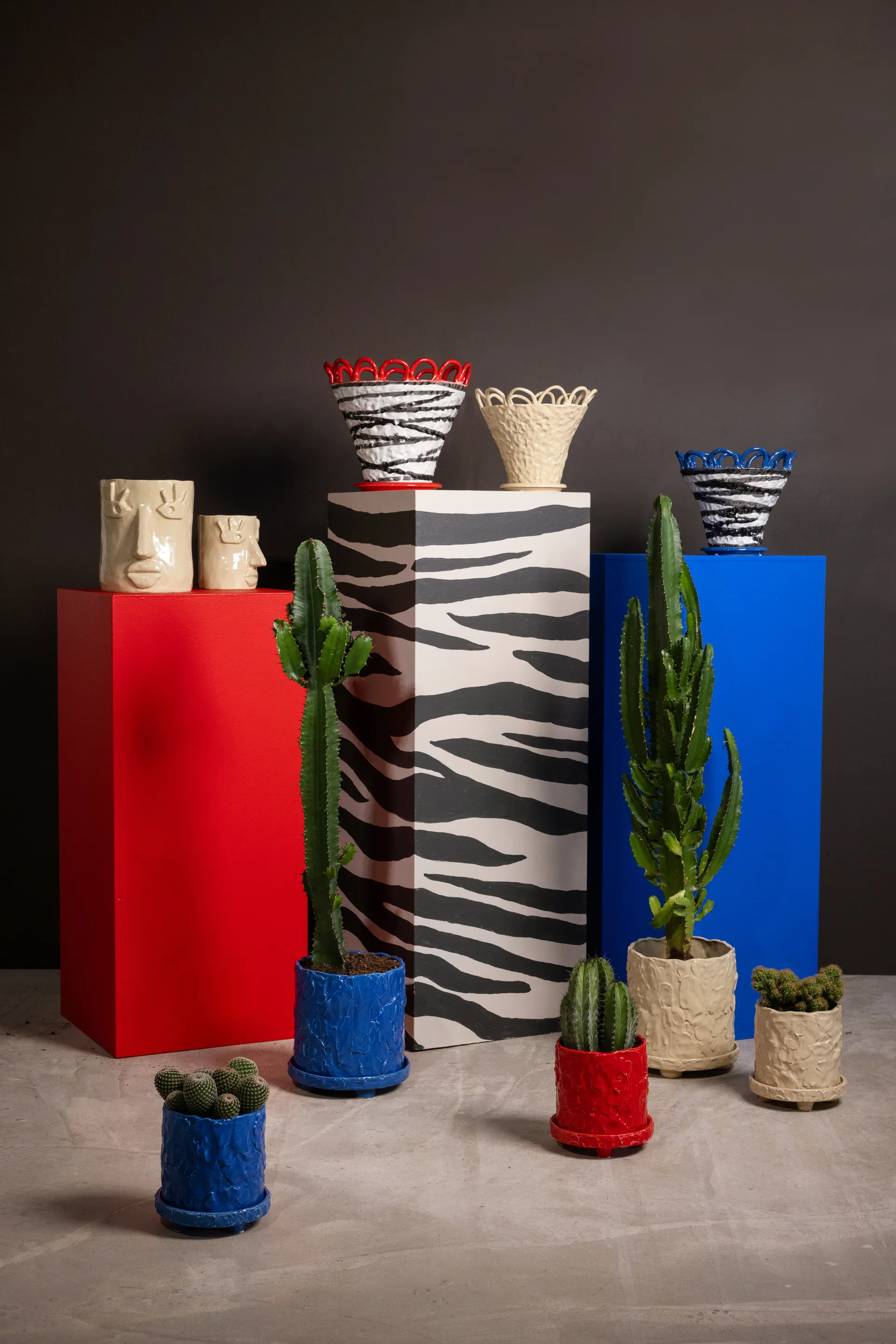 Maceta Patty L Ø30 cm, Zebra-rojo Byon