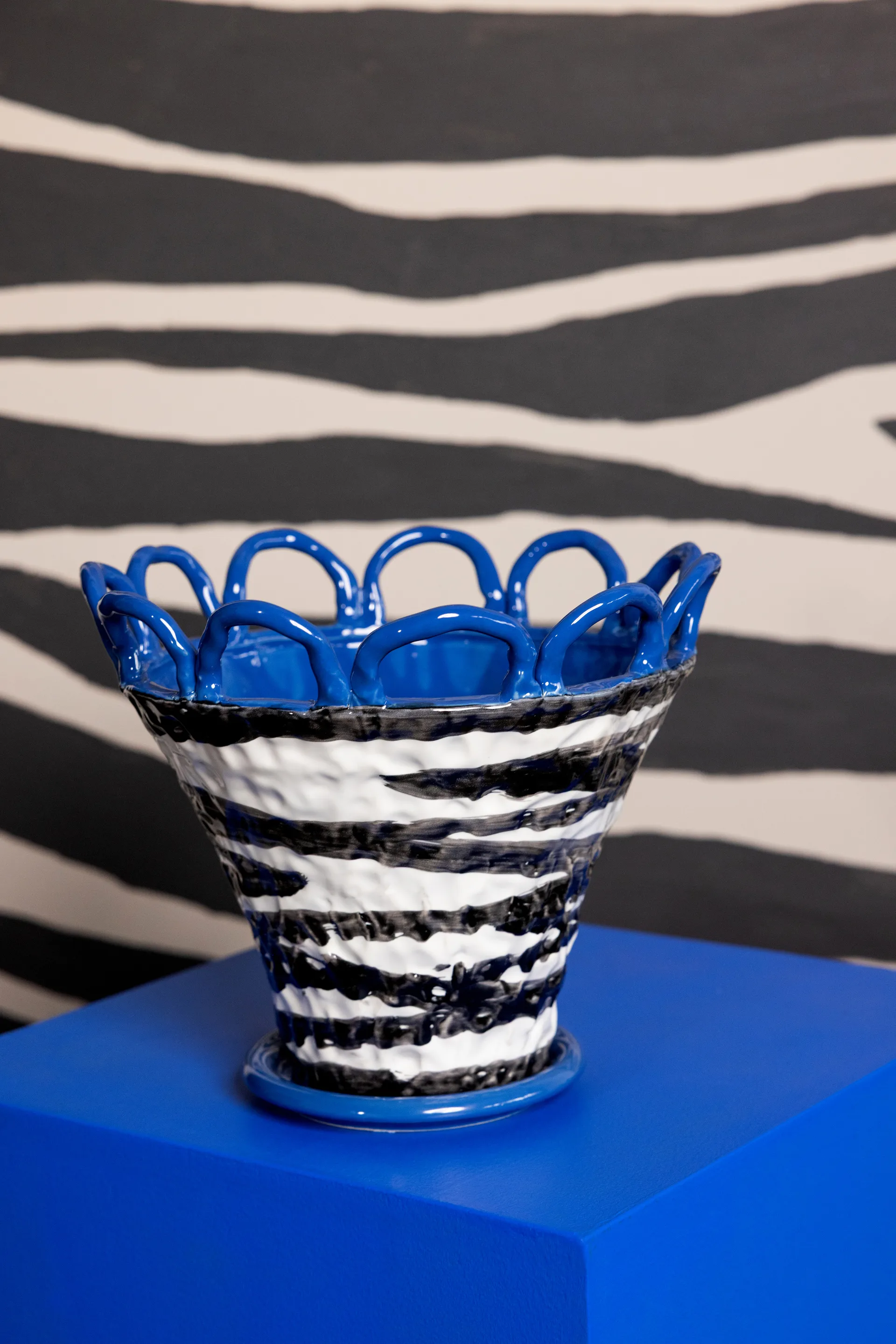 Maceta Patty S Ø25 cm, Zebra-azul Byon