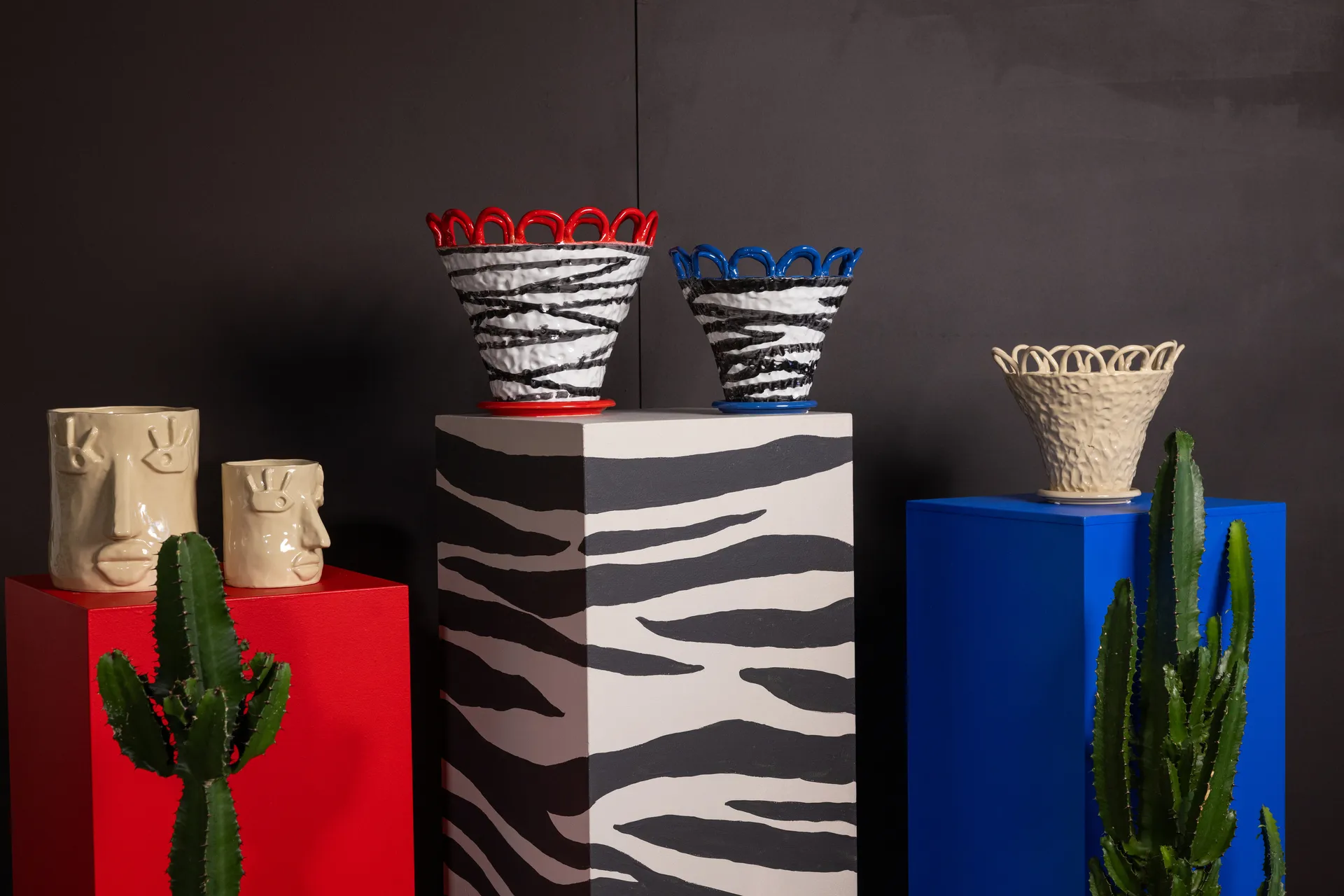 Maceta Patty S Ø25 cm, Zebra-azul Byon