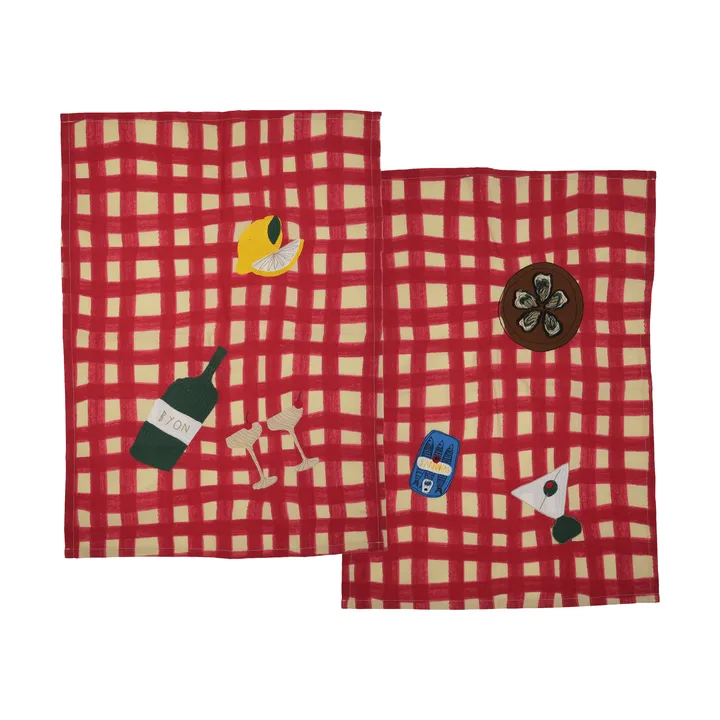 Paño de cocina Sera 2-pack - Rojo, 50x70 cm - Byon
