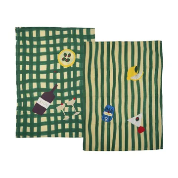 Paño de cocina Sera 2-pack - Verde, 50x70 cm - Byon