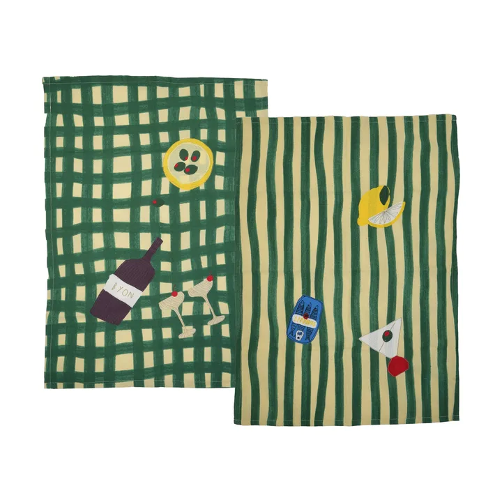 Paño de cocina Sera 2-pack - Verde, 50x70 cm - Byon