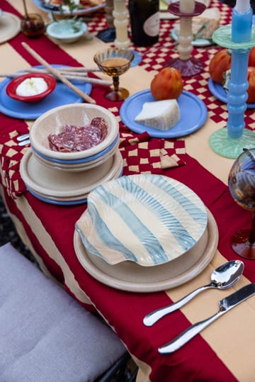 Plato Armona stripe 23,5x23,5 cm - Azul claro-blanco - Byon