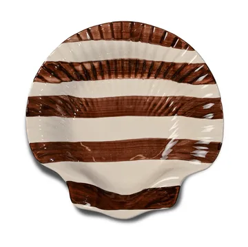 Plato Armona stripe 23,5x23,5 cm - Marrón oscuro-blanco - Byon