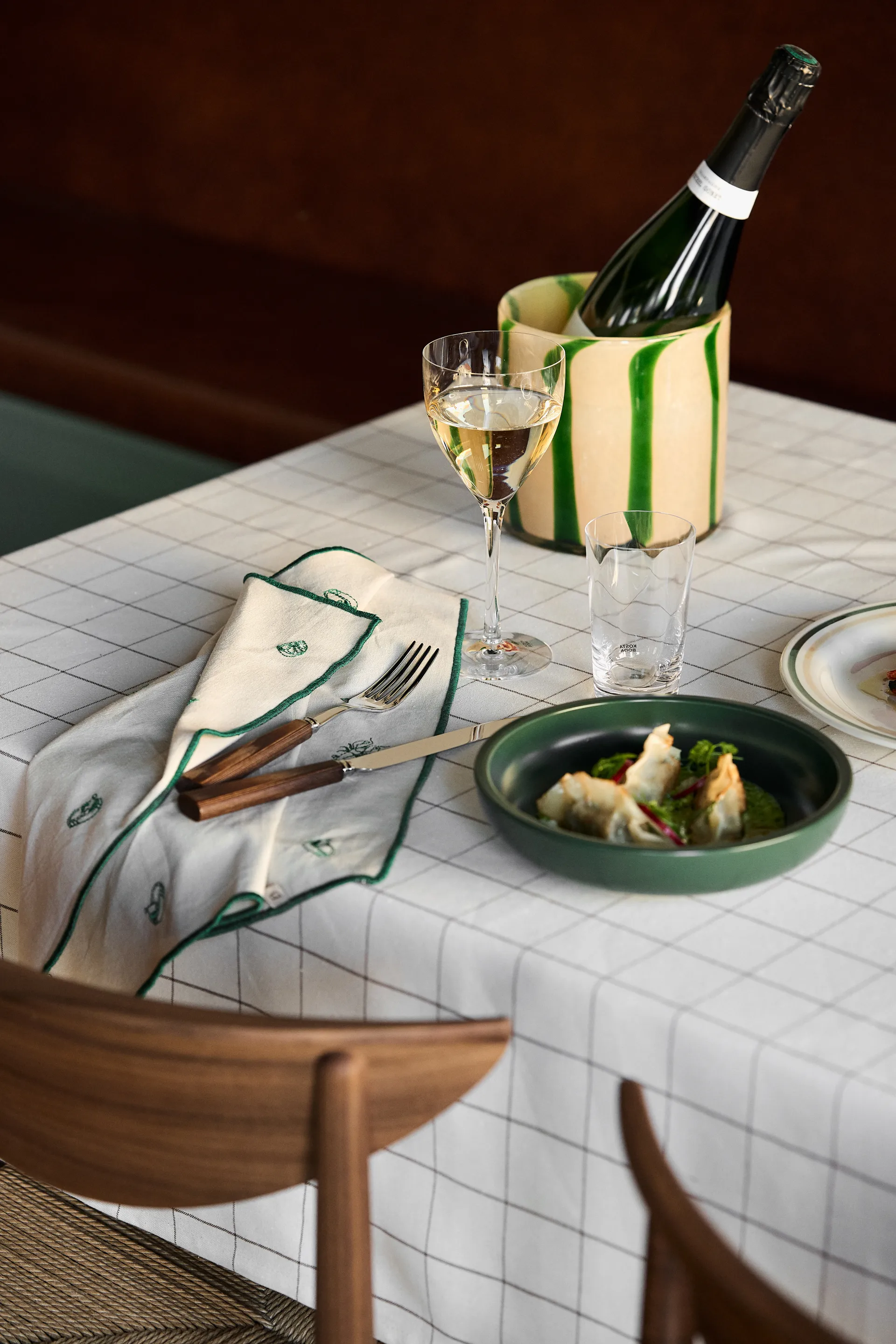 Portavelas-Jarrón Calore M Ø15 cm, Green-beige Byon