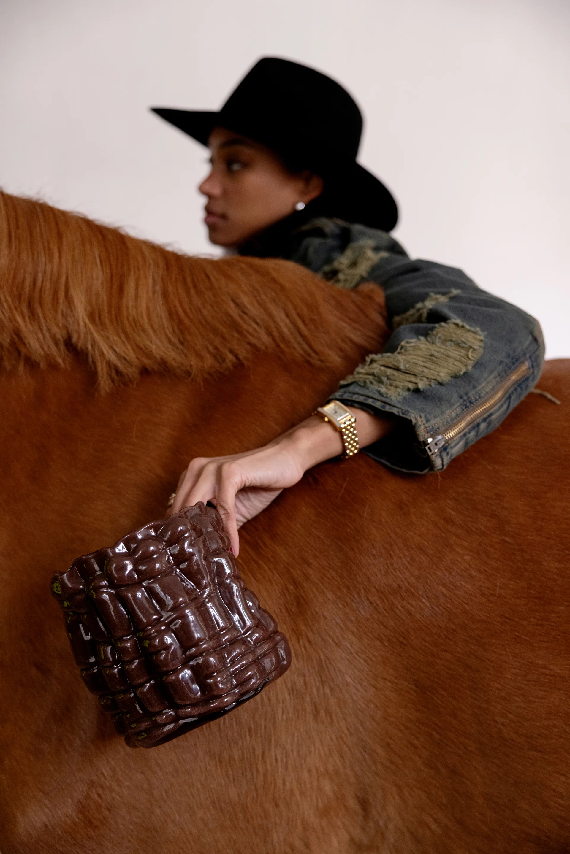 Portavelas Laranne Ø15 cm, Marrón Byon