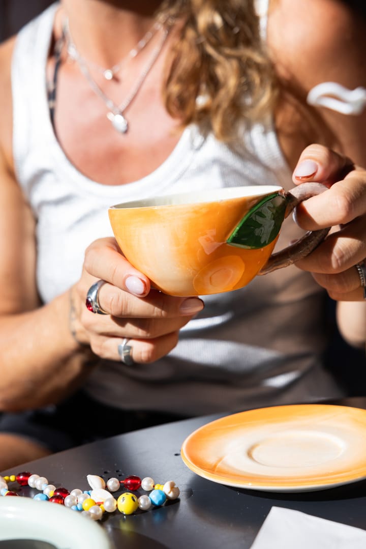 Taza con plato Peach, Naranja Byon