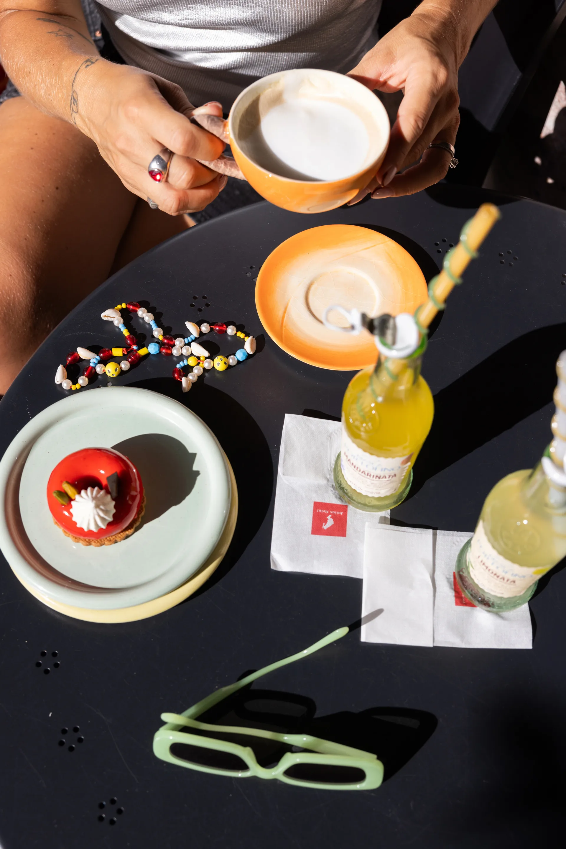 Taza con plato Peach, Naranja Byon