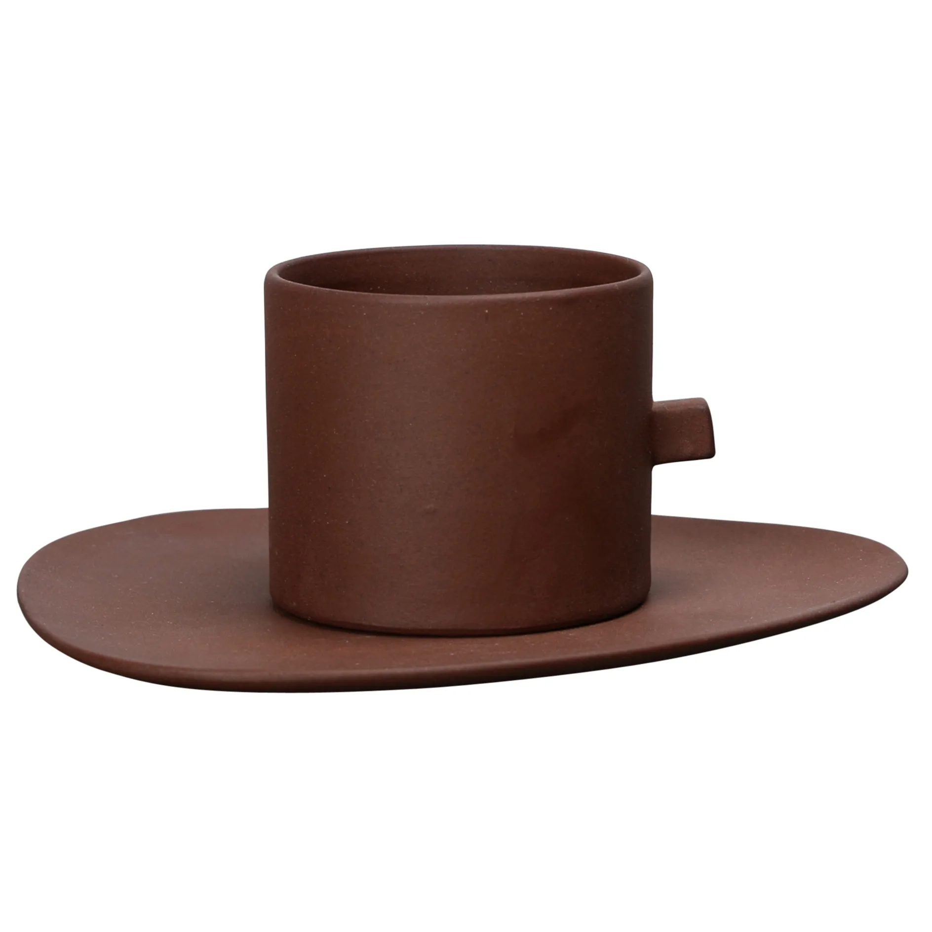 Taza de café y platillo Clay, marrón Byon