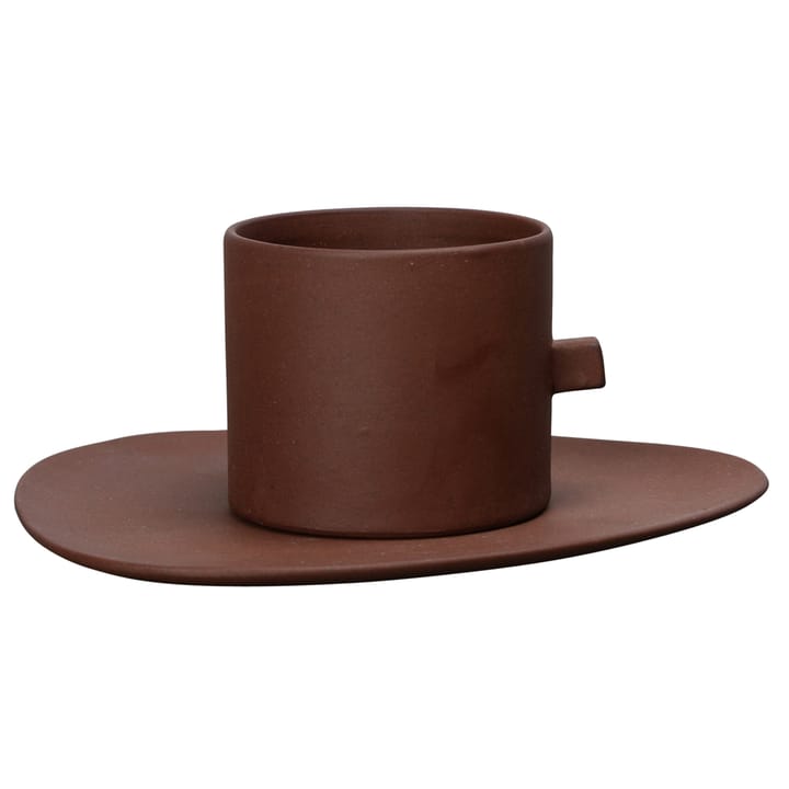 Taza de café y platillo Clay, marrón Byon