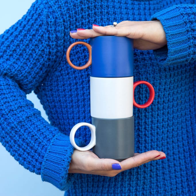 Taza Noor Ø7,5 cm, gris-rojo Byon