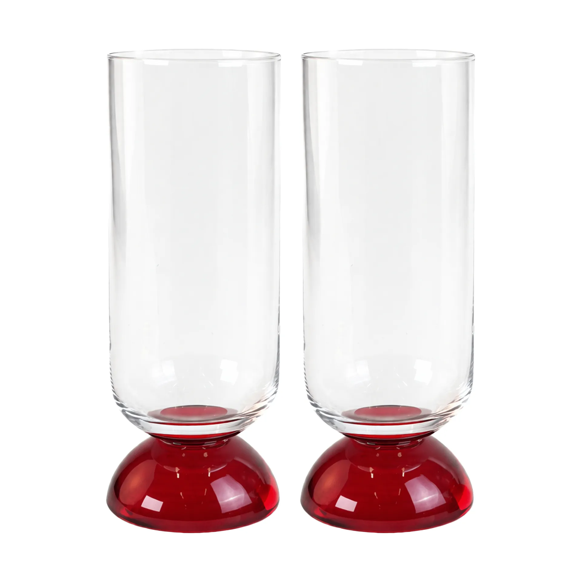 Vaso alto para bebidas Spice 38 cl 2-pack, Transparente-rojo Byon