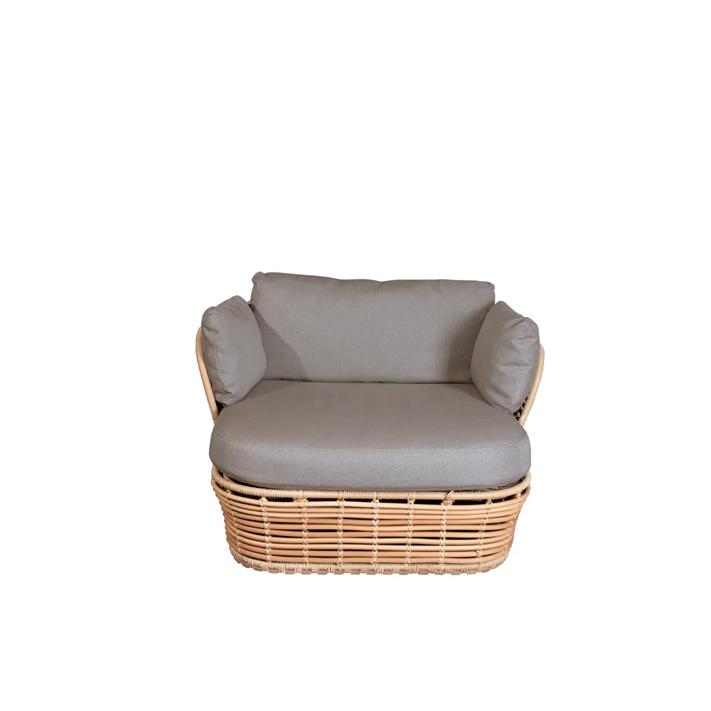 Butaca Lounge Basket, Natural, incl. cojines taupe Cane-line