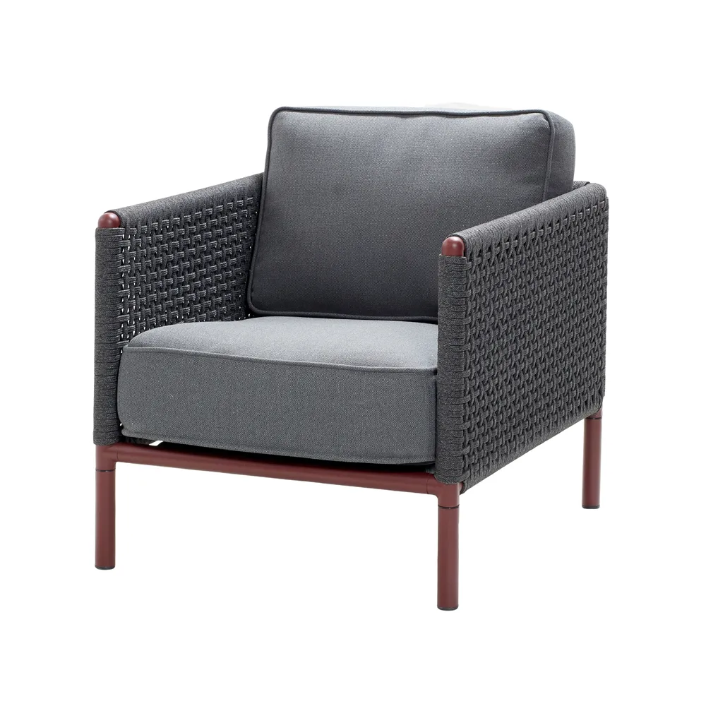 Butaca Lounge Encore, Cane-Line airtouch bordeaux/dark grey, incl. cojines Cane-line