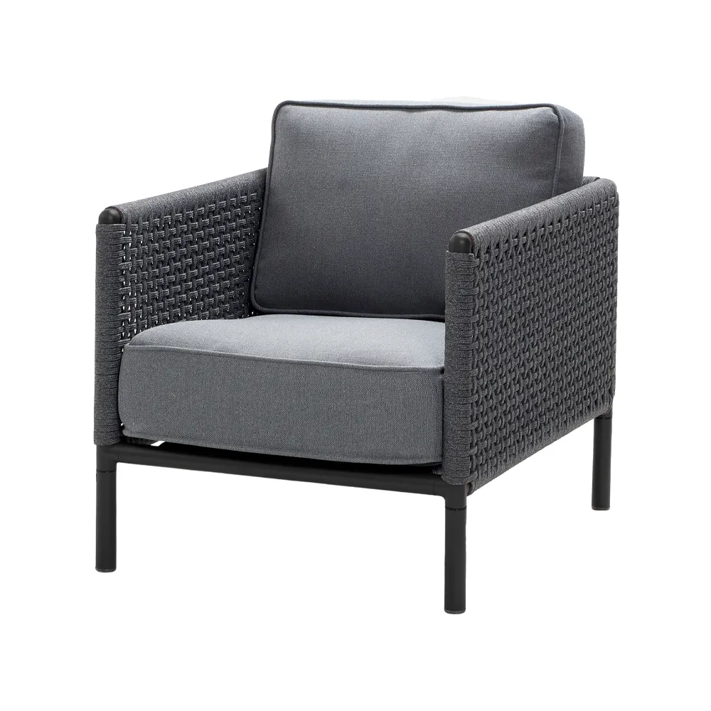 Butaca Lounge Encore, Cane-Line airtouch lava grey/dark grey, incl. cojines Cane-line