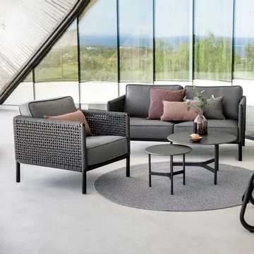 Butaca Lounge Encore - Cane-Line airtouch lava grey/dark grey, incl. cojines - Cane-line