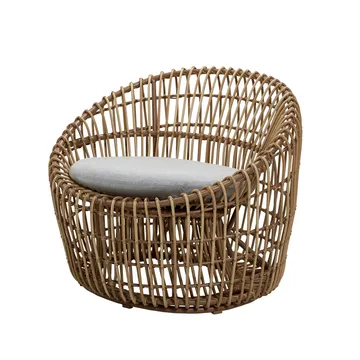 Butaca Nest Round - Cane-Line Natté light grey, ratán - Cane-line