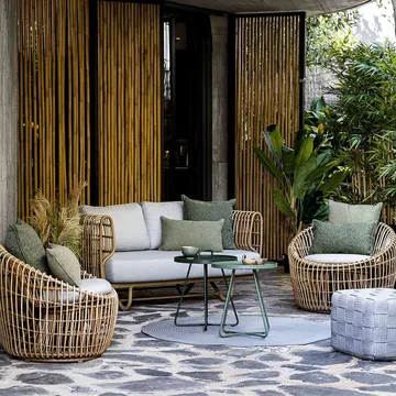 Butaca Nest Round - Cane-Line Natté light grey, ratán - Cane-line
