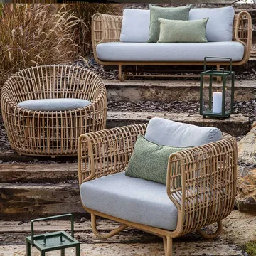 Butaca Nest Round - Cane-Line Natté light grey, ratán - Cane-line