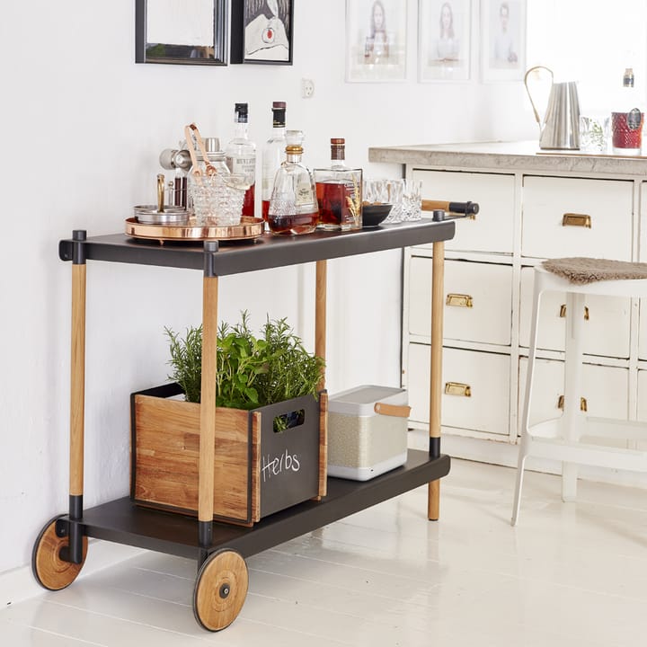 Carrito Frame, Lava grey, soporte de teca Cane-line