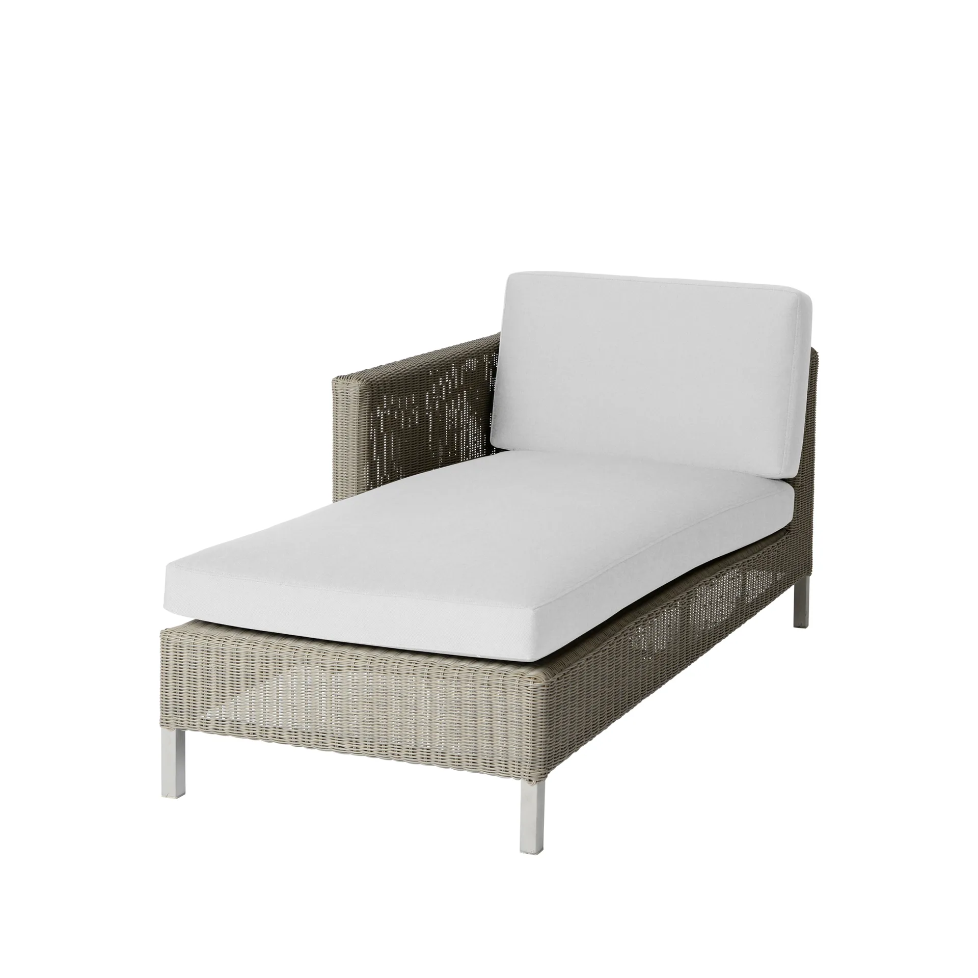 Chaise longue Connect, Taupe, cojines blancos Cane-line