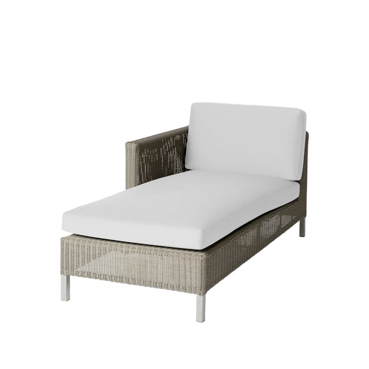 Chaise longue Connect - Taupe, cojines blancos - Cane-line