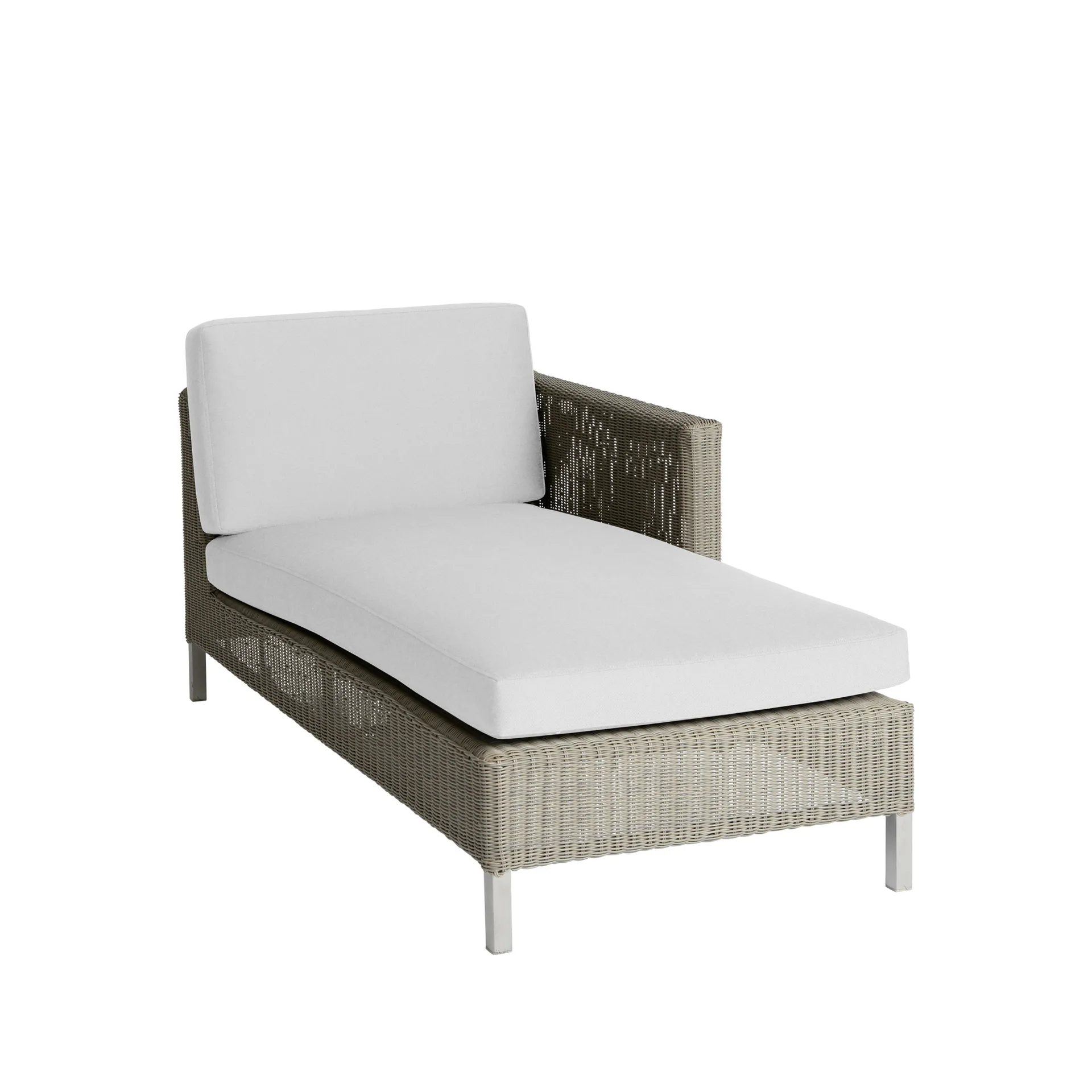 Chaise longue Connect, Taupe, cojines blancos Cane-line