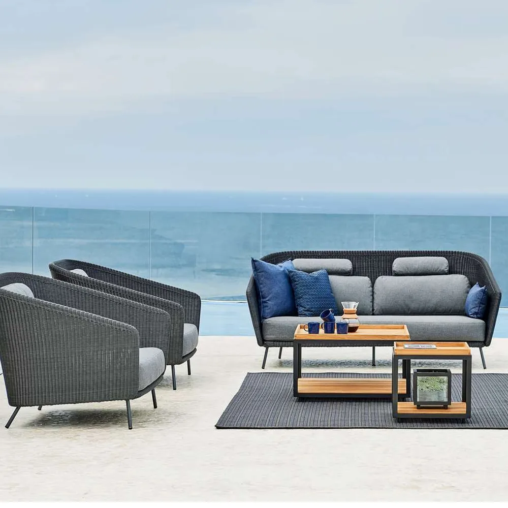 Mesa auxiliar Level, Teak-soporte lava grey Cane-line