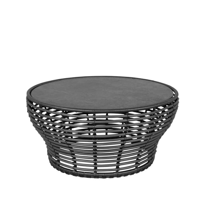 Mesa de centro Basket - Fossil black, grande, base trenzada gris - Cane-line