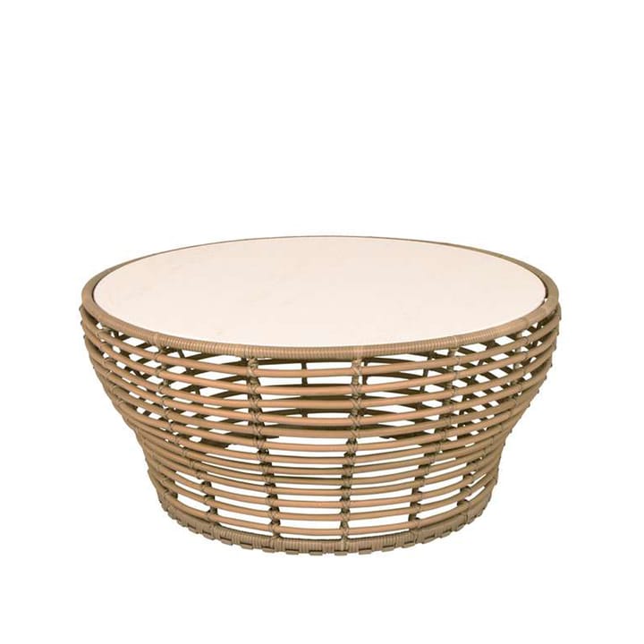 Mesa de centro Basket - Travertine, grande, base de mimbre natural - Cane-line