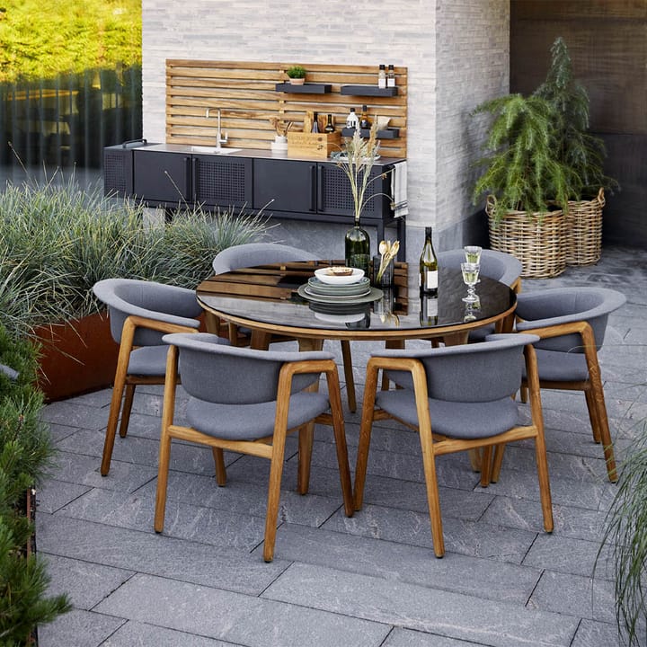Mesa de comedor Aspect redonda, Fossil grey-teak Cane-line
