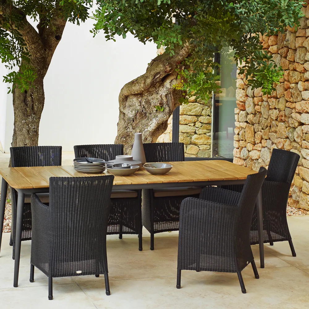 Mesa de comedor Core teca 210x100x74 cm, Soprte taupe Cane-line