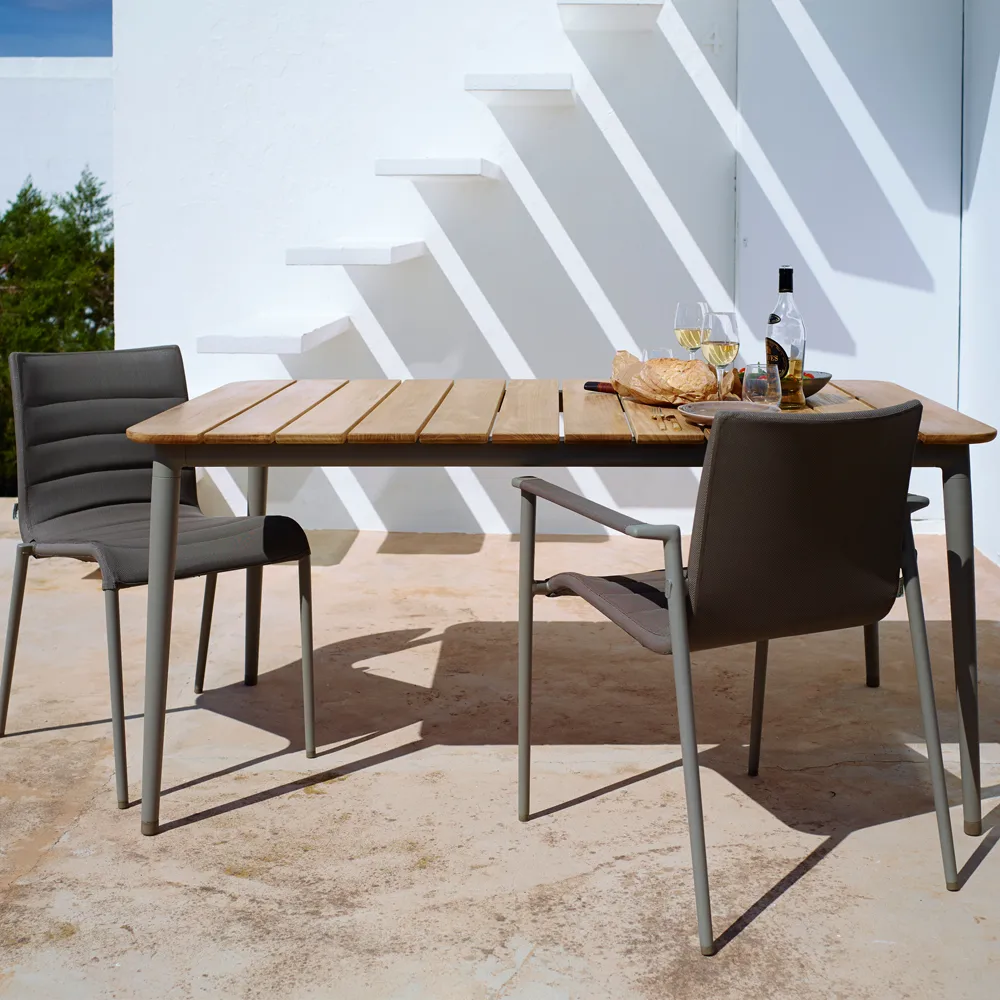 Mesa de comedor Core teca 210x100x74 cm, Soprte taupe Cane-line