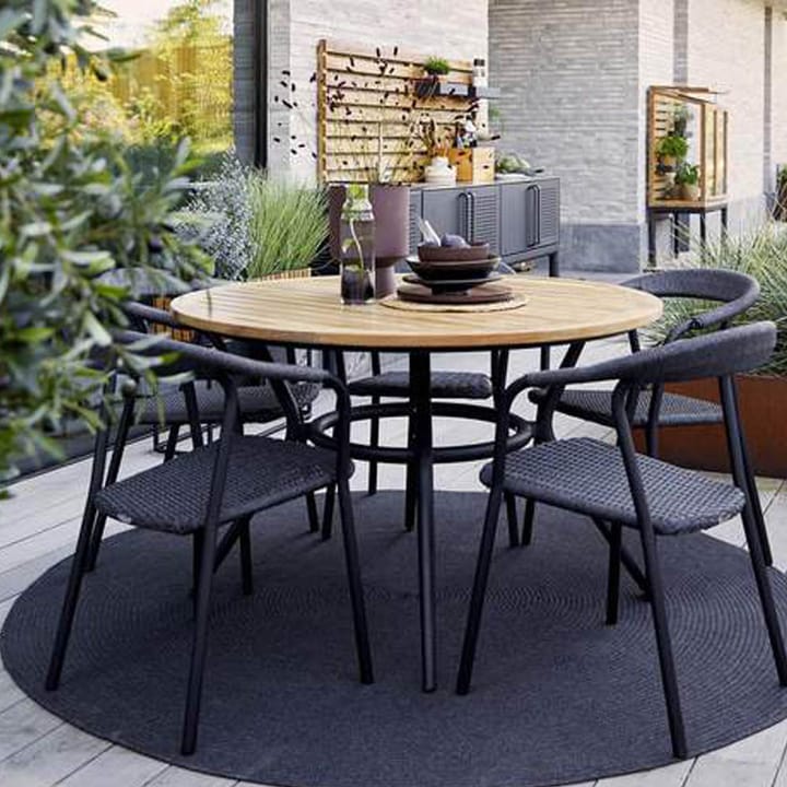 Mesa de comedor Joy redonda - Fossil black-gris claro Ø144 cm - Cane-line