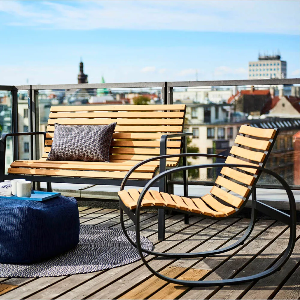 Silla mecedora Parc, Lava grey, teak Cane-line